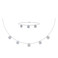 14K White Gold Square Necklace Bracelet Set 1-1/3 Cttw