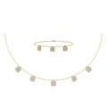 14K Yellow Gold Square Necklace Bracelet Set 1-1/3 Cttw