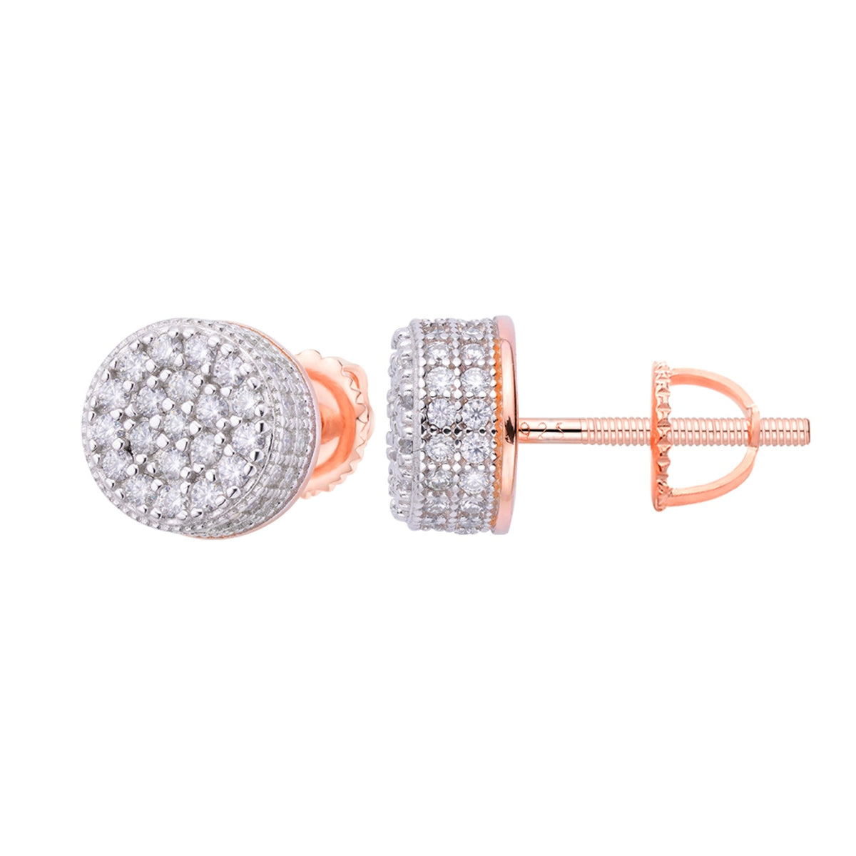 Sterling Silver Round Moissanite Cluster Designer Stud Earrings RP+PP 7/8 Cttw