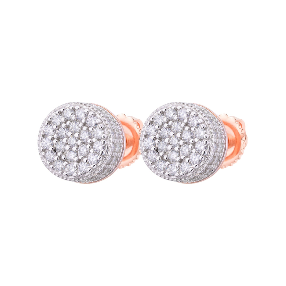 Sterling Silver Round Moissanite Cluster Designer Stud Earrings RP+PP 7/8 Cttw