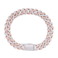Sterling Silver Round Big Stone in Center Surrounded with Small Stones 10mm Moissanite Cuban Chain 8 Inch Bracelet RP+PP 6-7/8 Cttw