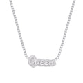 Sterling Silver Round Moissanite Queen Word Designer 18 Inch Necklace RP 15-5/8 Cttw