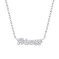 Sterling Silver Round Moissanite Princess Word Designer 18 Inch Necklace RP 15-3/4 Cttw