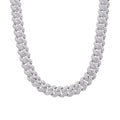 Sterling Silver Round Big Stone in Center Surrounded with Small Stones 20mm Moissanite Cuban Chain 22Inch Necklace RP 55-5/8 Cttw