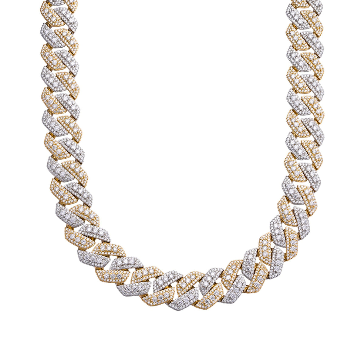 Sterling Silver Round Big Stone in Center Surrounded with Small Stones 20mm Moissanite Cuban Chain 22Inch Necklace RP+GP 55-5/8 Cttw