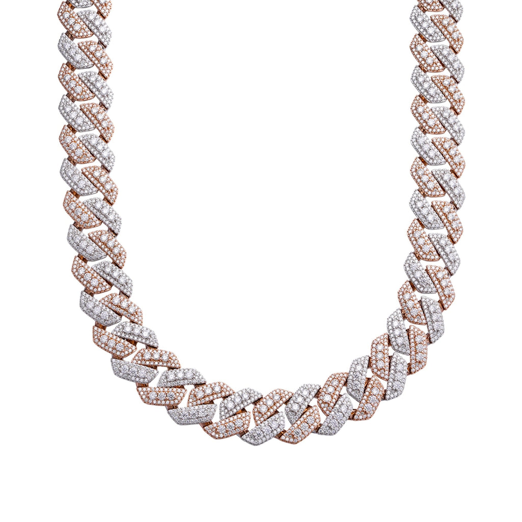 Sterling Silver Round Big Stone in Center Surrounded with Small Stones 20mm Moissanite Cuban Chain 22Inch Necklace RP+PP 55-5/8 Cttw