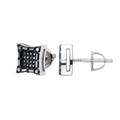 Sterling Silver Round Baguette Black Moissanite Square Shape Stud Earrings BP+RP 5/8 Cttw