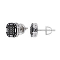 Sterling Silver Round Baguette Black Moissanite Square Shape Stud Earrings BP+RP 7/8 Cttw