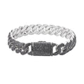 Sterling Silver 12mm Round Black Moissanite Miami Cuban 8 Inch Mens Bracelet RP+BP 7-3/4 Cttw