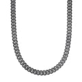 Sterling Silver 12mm Round Black Moissanite Miami Cuban 22 Inch Mens Necklace RP+BP 19-5/8 Cttw