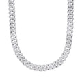 Sterling Silver Round 15mm Moissanite Round and Baguette in Centre Cuban 22 Inch Necklace RP 40-1/5 Cttw