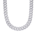 S.Silver Round 20mm Moissanite Round and Baguette in Centre Cuban 22 Inch Necklace RP 61-3/4 Cttw