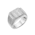 Sterling Silver Round Baguette Moissanite SZ 10 Designer Mens Ring RP 2-7/8 Cttw