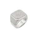 Sterling Silver Round Baguette Moissanite SZ 10 Designer Mens Ring RP 5-7/8 Cttw