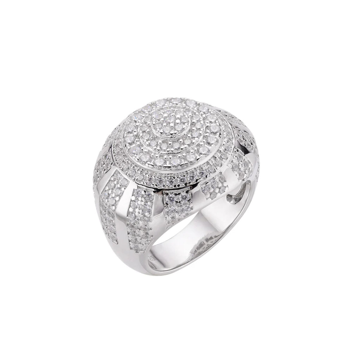 Sterling Silver Round Moissanite SZ 10 Designer Mens Ring RP 2-1/2 Cttw