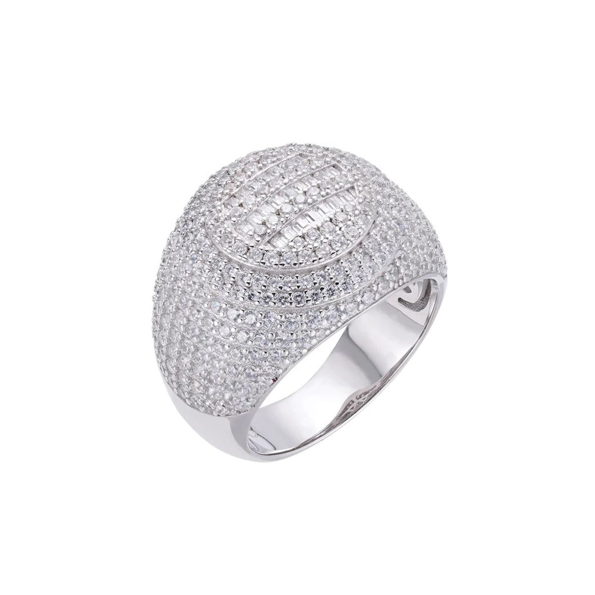 Sterling Silver Round Baguette Moissanite SZ 10 Designer Mens Ring RP 4 Cttw