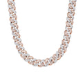 Sterling Silver Round 15mm Moissanite Round and Baguette in Centre Cuban 22 Inch Necklace RP+PP 40-1/5 Cttw