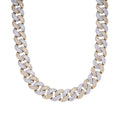 Sterling Silver Round 20mm Moissanite Round and Baguette in Centre Cuban 22 Inch Necklace RP+GP 61-3/4 Cttw