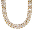 Sterling Silver Round 22mm Moissanite Miami Cuban 22 Inch Mosaic Setting Necklace GP 60-1/4 Cttw