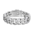 Sterling Silver Round 22mm Moissanite Miami Cuban 8.5 Inch Mosaic Setting Bracelet RP 26 Cttw