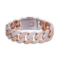 Sterling Silver Round 22mm Moissanite Miami Cuban 8.5 Inch Mosaic Setting Bracelet RP+PP 26 Cttw