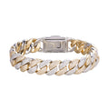 Sterling Silver Moissanite 12mm Cuban Bracelet 8 Inch RP+GP 7-3/4 Cttw