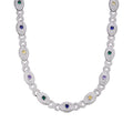 Sterling Silver Round Moissanite Infinity Eye 22 Inch Designer Necklace Multicolor 38-1/2 Cttw