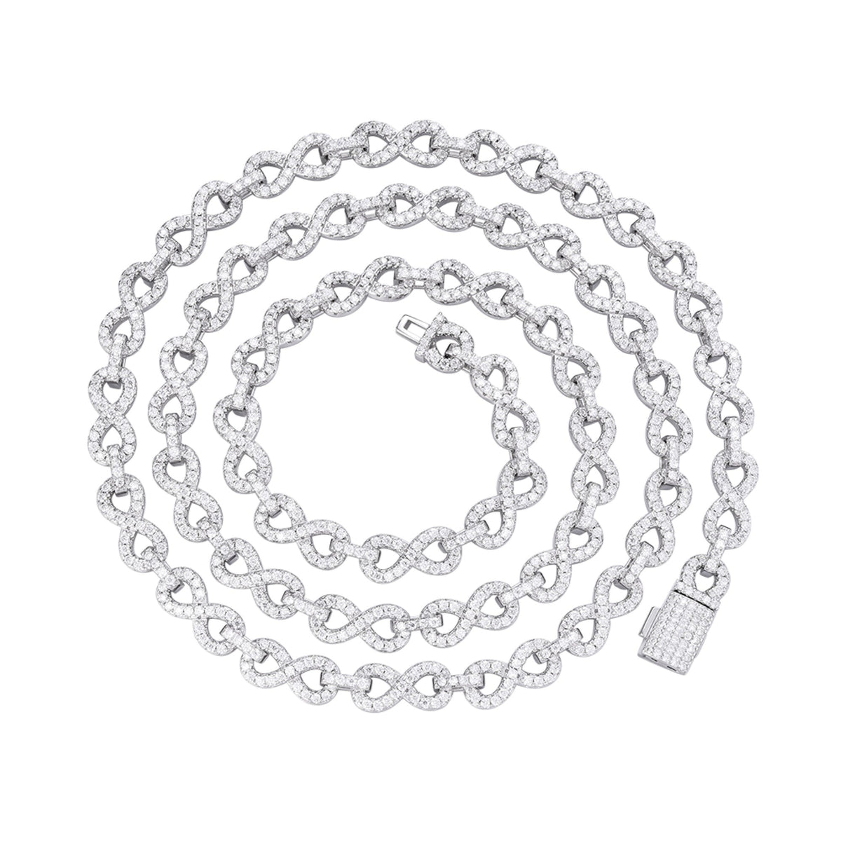 Sterling Silver 6mm Round Moissanite Infinity 22 Inch Designer Necklace RP 7-1/8 Cttw