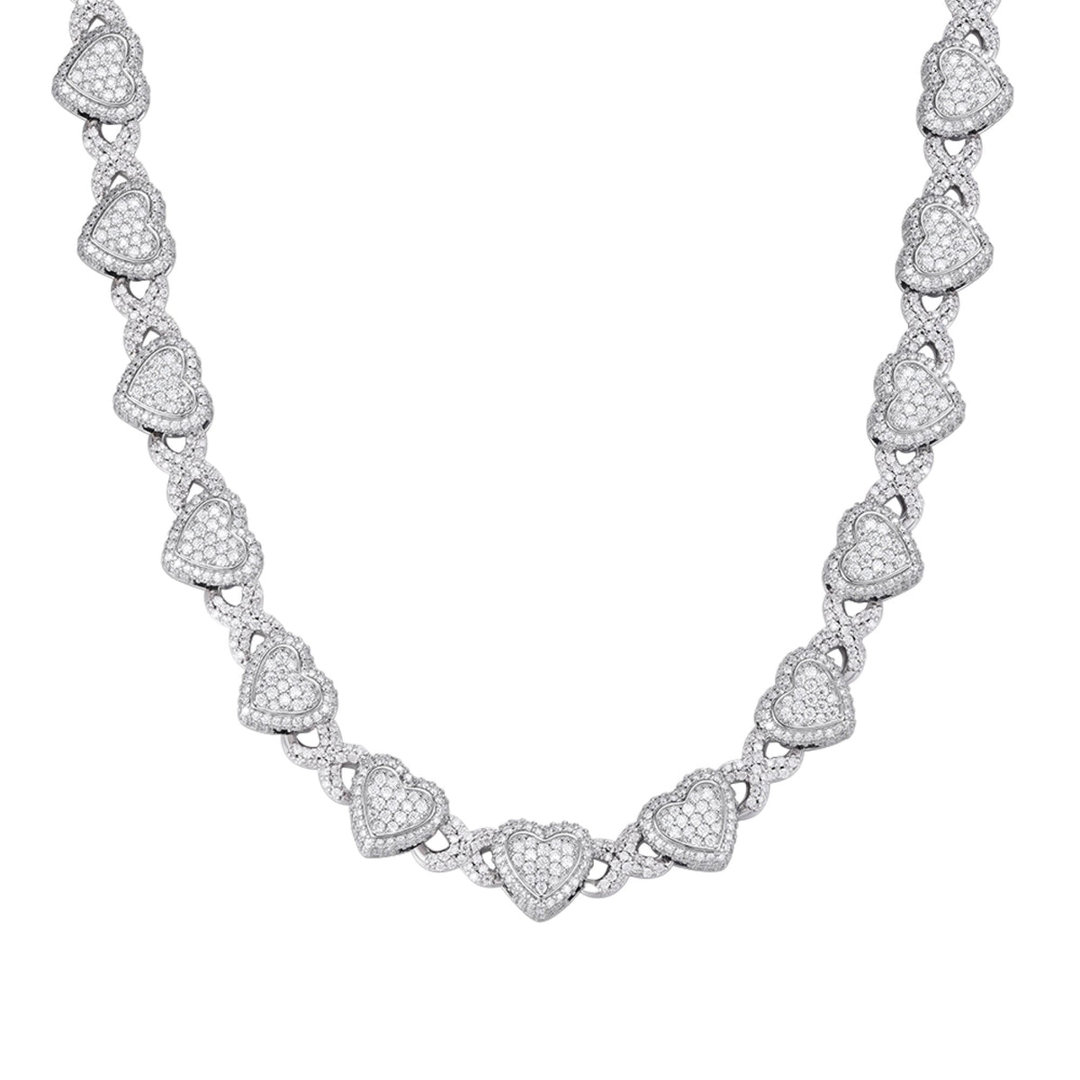 Sterling Silver Round Moissanite Infinity Heart Designer 18 Inch Necklace RP 19 Cttw