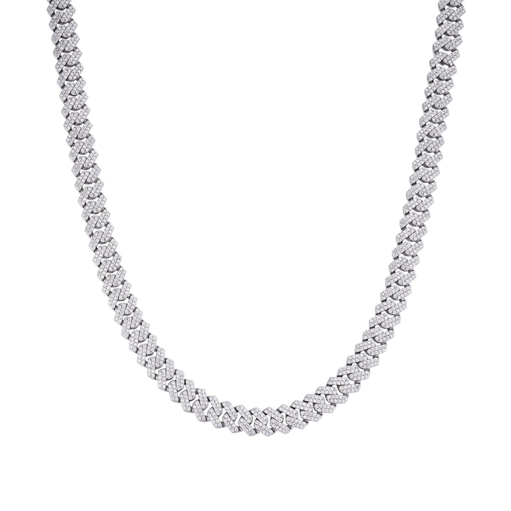 Sterling Silver 8mm Round Moissanite Cuban 18 Inch Necklace RP 8-1/3 Cttw