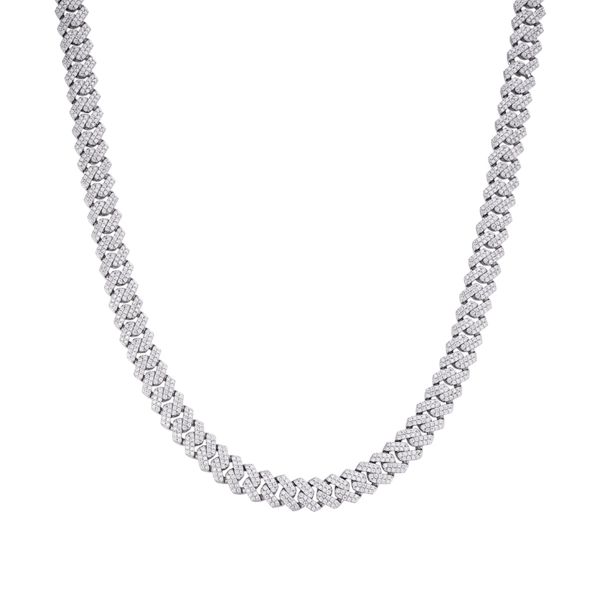 Sterling Silver 8mm Round Moissanite Cuban 18 Inch Necklace RP 8-1/3 Cttw