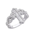 Sterling Silver Round Baguette Moissanite Cross Religious SZ 9 Ring RP 1-5/8 Cttw