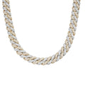 Sterling Silver 12mm Round Moissanite Cuban 22 Inch Mens Necklace RP+GP 18-7/8 Cttw