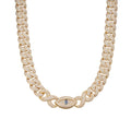 Sterling Silver Round Moissanite 15mm Inifinity Cuban With Evil Eye Designer 22 Inch Mens Necklace GP 27-1/8 Cttw