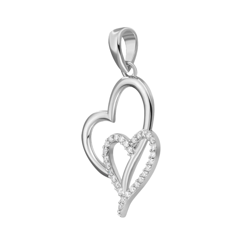 Sterling Silver Round Moissanite Double Heart Infinity Designer Pendant RP 1/6 Cttw