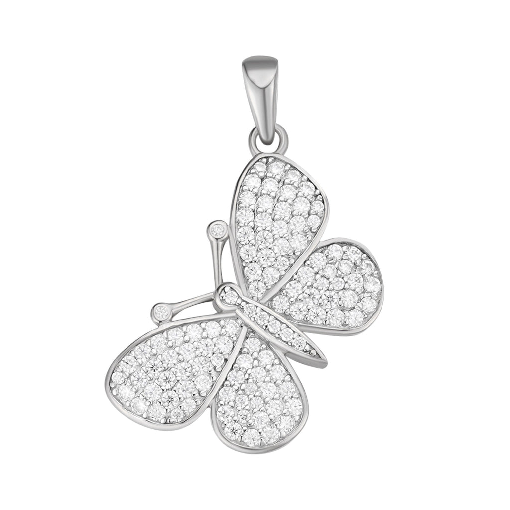 Sterling Silver Round Moissanite Butterfly Animal Pendant RP 1 Cttw