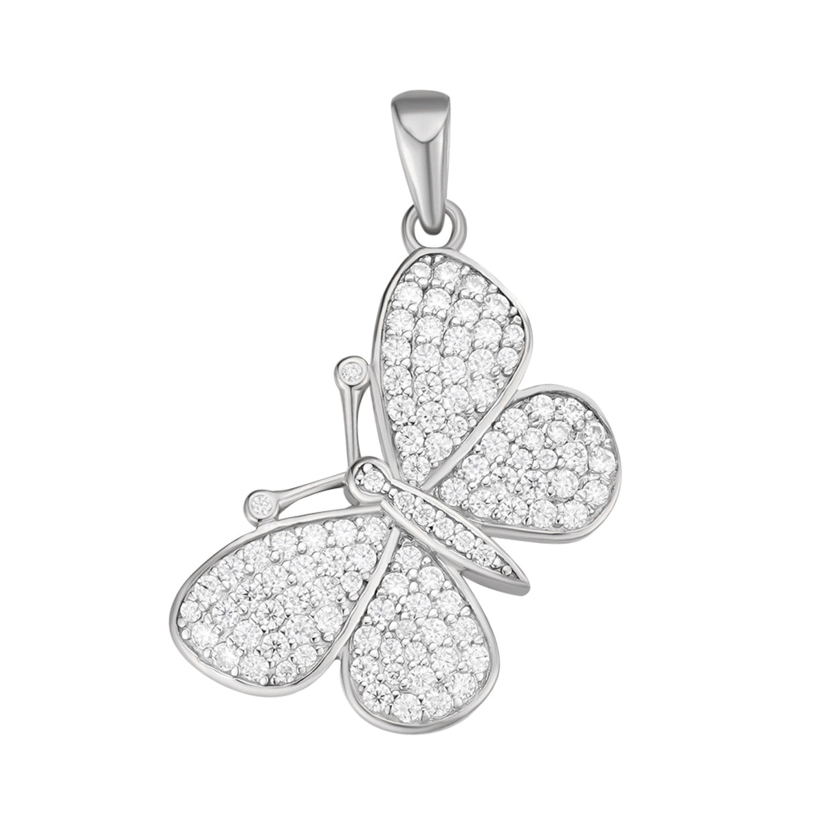 Sterling Silver Round Moissanite Butterfly Animal Pendant RP 1 Cttw