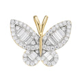 Sterling Silver Round Baguette Moissanite Butterfly Animal Pendant RP+GP 1-7/8 Cttw