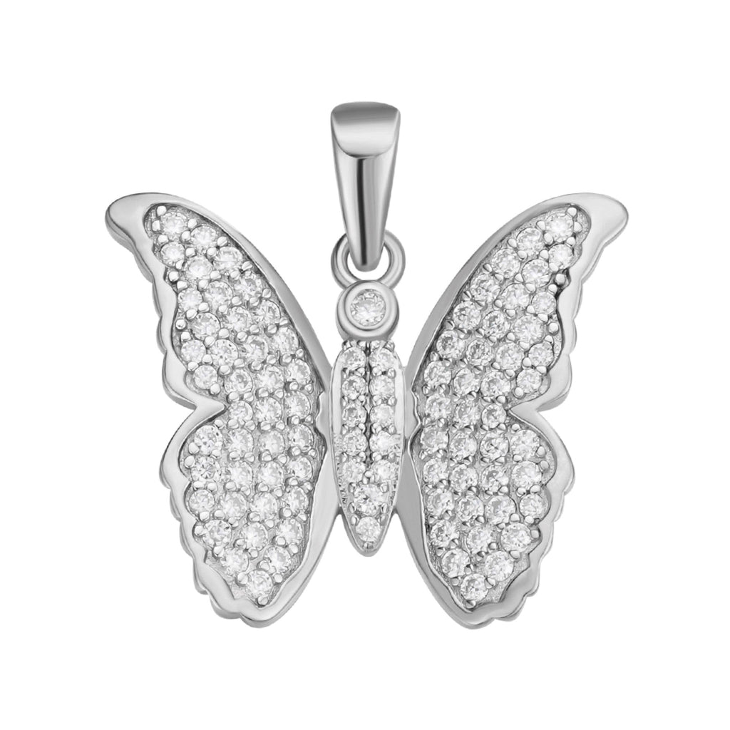 Sterling Silver Round Moissanite Butterfly Animal Pendant RP 3/4 Cttw