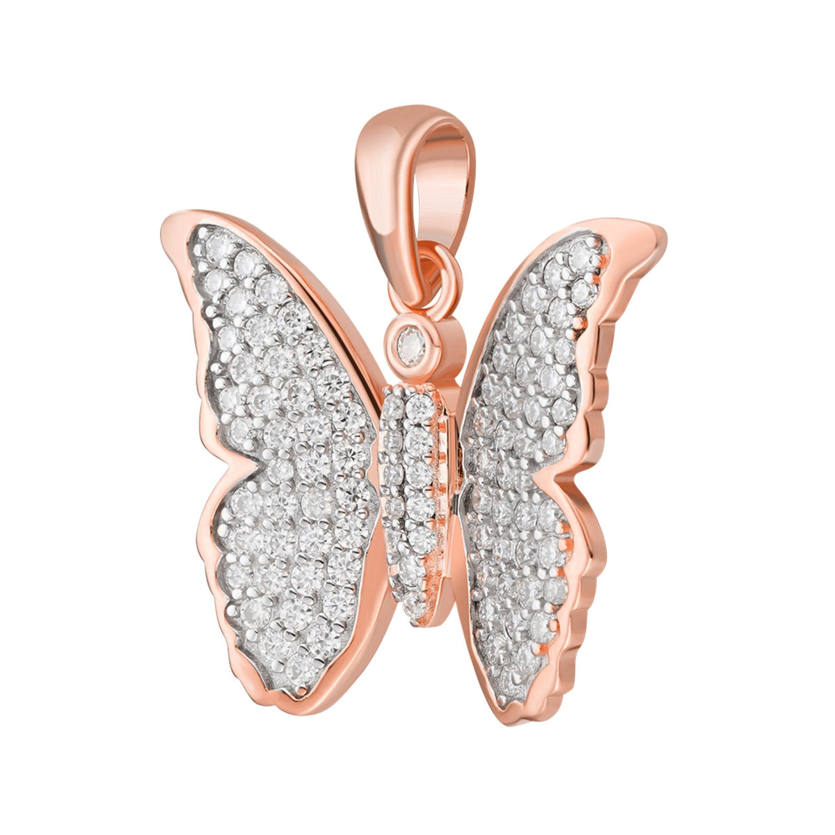Sterling Silver Round Moissanite Butterfly Animal Pendant RP+PP 3/4 Cttw