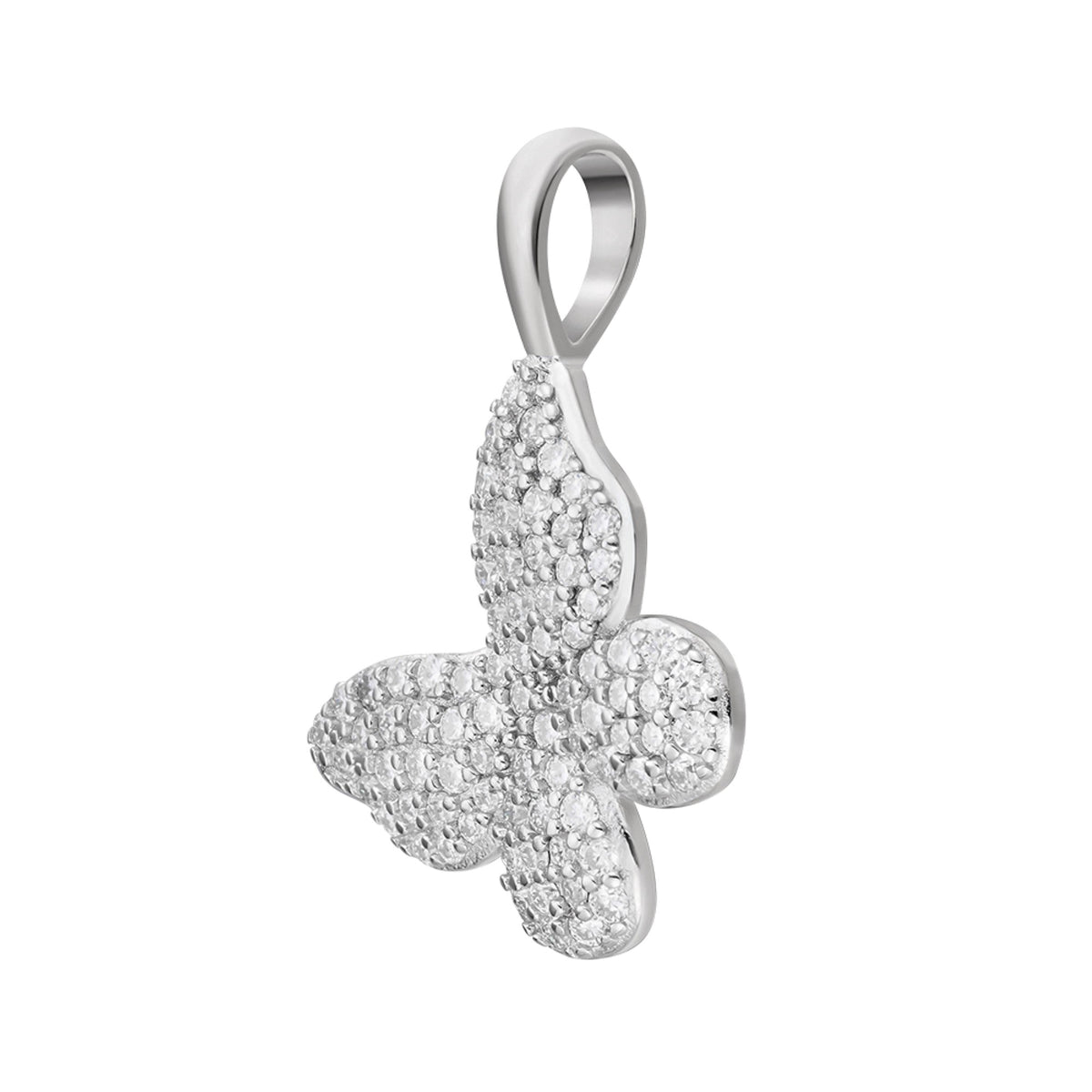 Sterling Silver Round Moissanite Butterfly Animal Pendant RP 5/8 Cttw