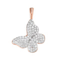 Sterling Silver Round Moissanite Butterfly Animal Pendant RP+PP 5/8 Cttw