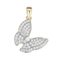 Sterling Silver Round Moissanite Butterfly Animal Pendant RP+GP 3/4 Cttw