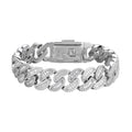 Sterling Silver Round 15mm Moissanite Round and Baguette in Centre Cuban 8.50 Inch Bracelet RP 15-7/8 Cttw