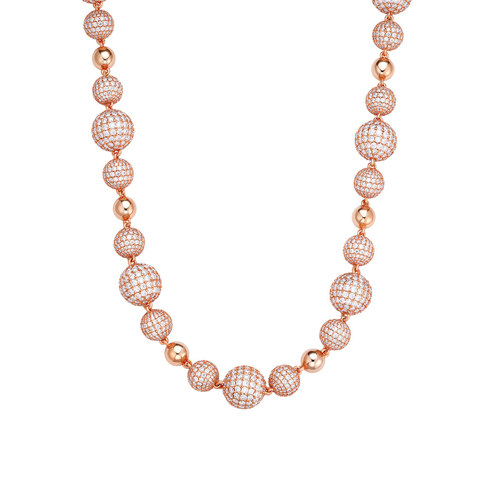 Sterling Silver Round Moissanite Bead Ball Designer Chain 22 Inch Mens Necklace PP 105-5/8 Cttw