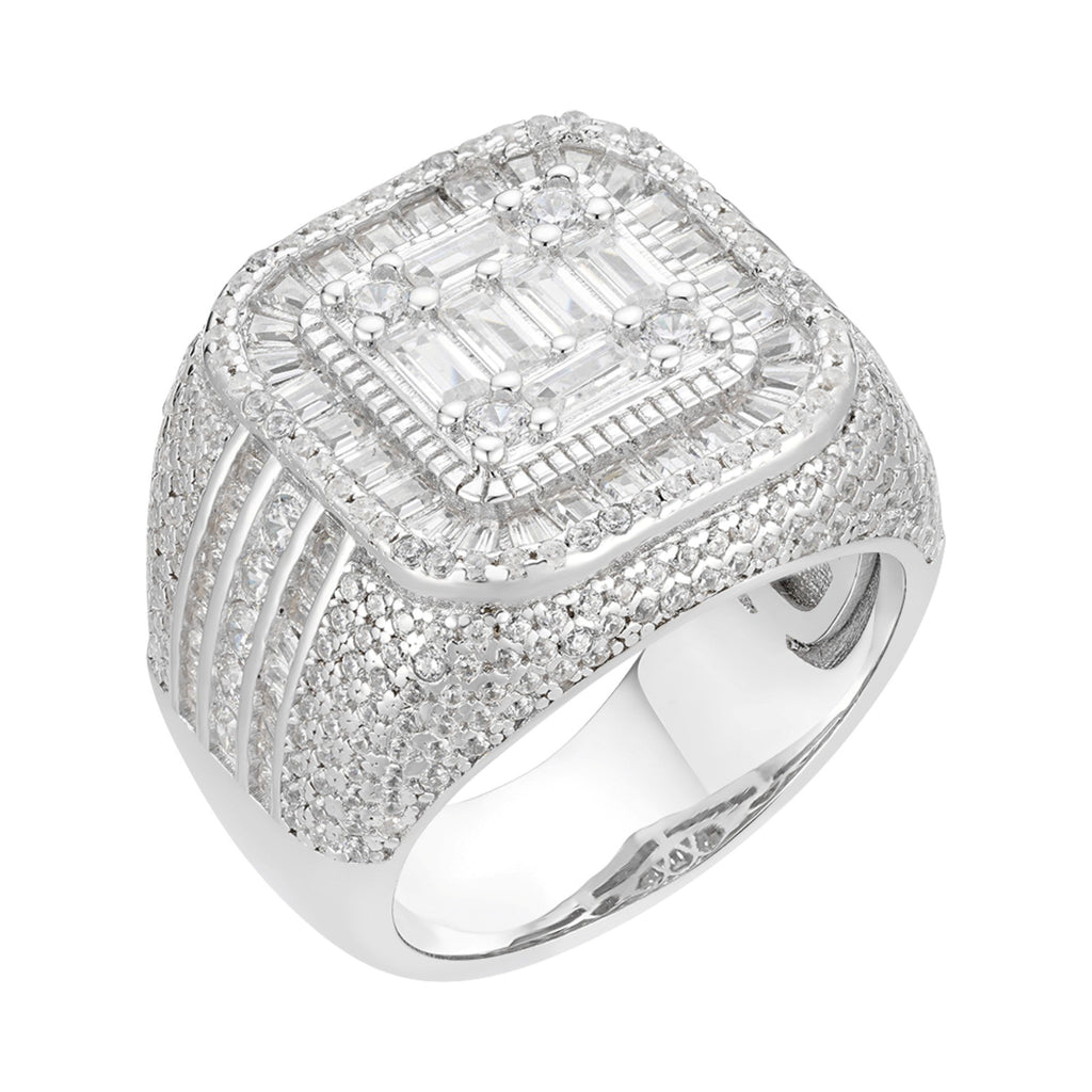 S.Silver Round Moissanite SZ 10 Mens Designer Ring RP 4-3/4 Cttw