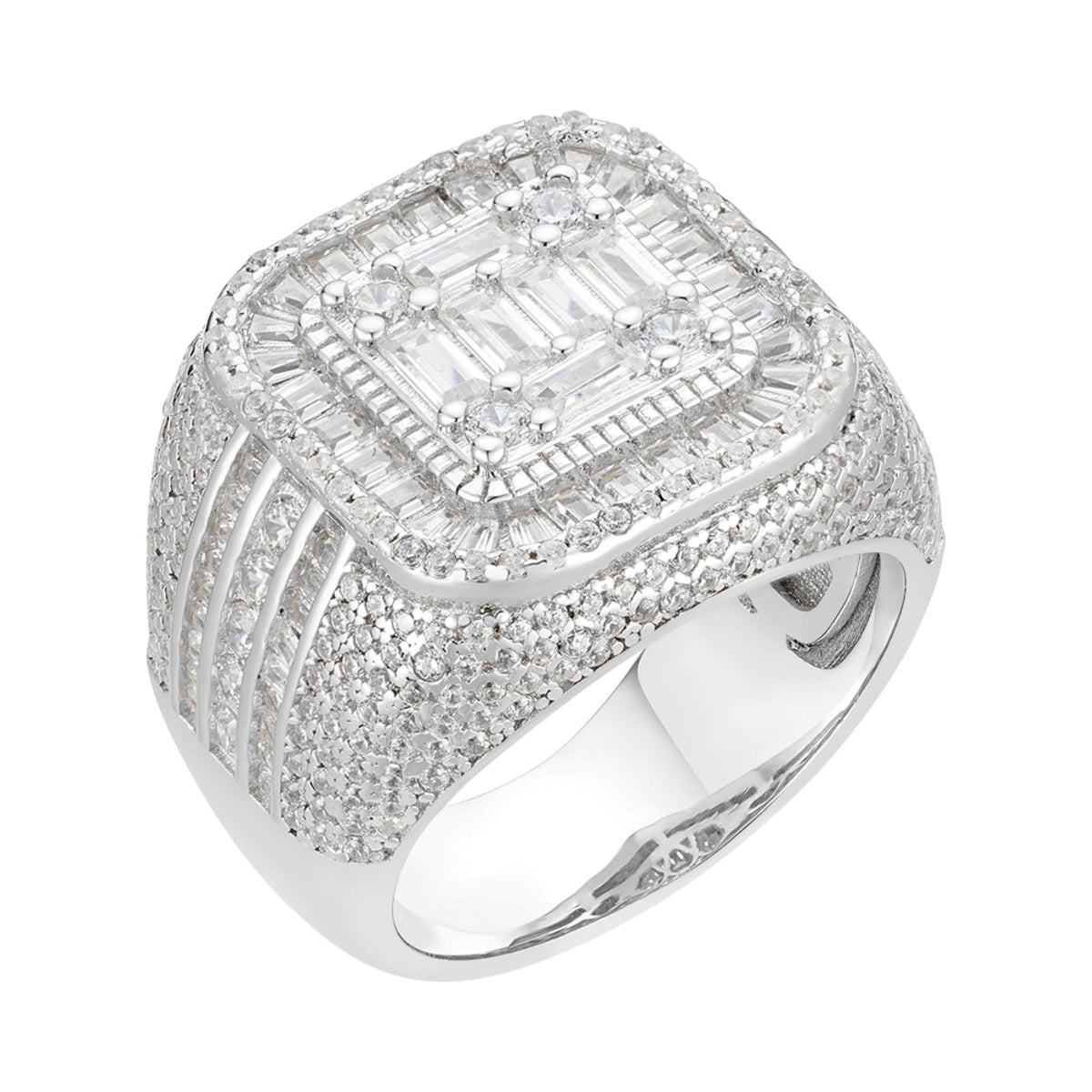 S.Silver Round Moissanite SZ 10 Mens Designer Ring RP 4-3/4 Cttw