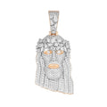 Sterling Silver Round Fancy Moissanite Jesus Face Religious Pendant RP+GP 3-7/8 Cttw