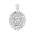 Sterling Silver Round Moissanite with Color CZ Lion Animal Pendant RP 2-1/2 Cttw