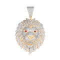 Sterling Silver Round Moissanite with Color CZ Lion Animal Pendant RP+GP 5 Cttw